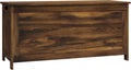 HOMCOM Storage Bench Cut-out Handles 39.4" x 15.7" x 18.9" Rustic Brown | Storage Chest, 2 Safety Hinges, Modern Wooden Trunk, Living Room, Entryway