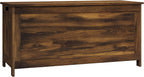 HOMCOM Storage Bench Cut-out Handles 39.4" x 15.7" x 18.9" Rustic Brown | Storage Chest, 2 Safety Hinges, Modern Wooden Trunk, Living Room, Entryway