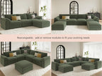 EASE MOOSE Green Sectional Modular Sofa, Oversized Deep Seat Cloud Couch