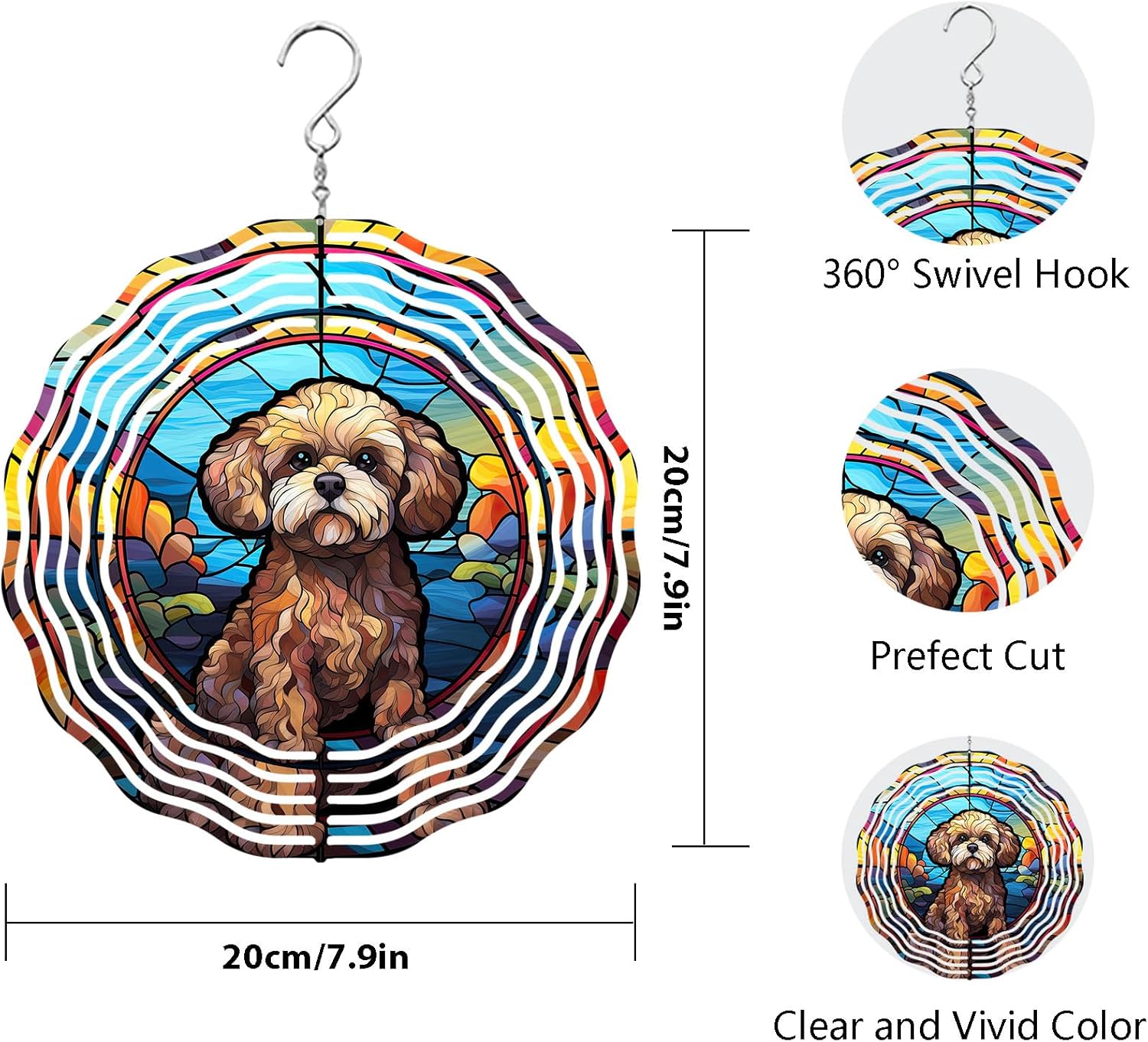 Poodle Dog Wind Spinners Outdoor Dog Memorial Gifts, 3D Metal Kinetic Hanging Garden Wind Spinner, Spinner Decor, Wind Sculptures for Outdoor & Indoor, Window, Yard Decor (Poodle 2)
