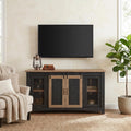 Martin Svensson Home Rustic 65" Wood Entertainment Center Black & Driftwood | Solid Pine, TV Stand, Sliding Doors, Adjustable Shelves & Cable Management, for TVs up to 70"