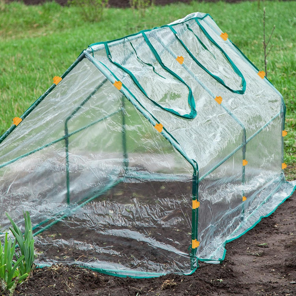 uxcell Greenhouse Clamps for 5/8inch PVC Pipe, 20pcs Greenhouse Film Clamps Shading Net Rod Clip Garden Hoops for Row Cover, Greenhouse Plastic Sheeting(Orange)