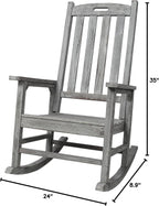 Oversized Wooden Porch Rocker Chair: Classic Fir Wood Design with 21-Inch Wide Seat & High Backrest - Smooth Rocking Motion for Indoor & Outdoor Use - Supports Up to 330 lbs