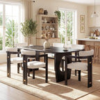 Morden Fort Boucle Dining Chair Set of 6, Upholstered Kitchen Chairs with Metal Frame & Curved Backrest, Mid Century Modern Dining Chairs for Dining Room, Living Room, Apartments (with Arm, Set of 6)