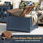 Joaxswe Farmhouse Coffee Table Set 3, End Table and Coffee Table | Blue 24'' Side Table with Charger and Coffee Table with Hidden Storage Organizer, Center Table Set for Living Room,Office