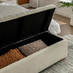 60.2'' Wide Upholstered Storage End of Bed Bench, Tufted Flip-Top Accent Window Bench Footrest Stool Ottoman with Legs for Living Room, Bedroom, Entryway, Dining Room, Dorm, Corner (Beige+Chenille)