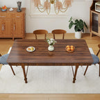 Fluted Dining Table for 6 to 10 People, 79'' Long Rustic Dinner Table with Drawers, Farmhouse Rectangular Wooden Tables for Kitchen, Dining Room, Living Room (Walnut)
