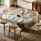 homary Extendable Dining Table for 6 Round to Oval 39"-55", Solid Wood Kitchen Table for 4-6 People, Space-Saving Design for Small Spaces & Family Gatherings