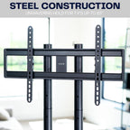 VIVO Dual-Column TV Floor Stand for 32” to 85” Screens with Heavy Duty Base, Tilting Mount with 5 Set Height Adjustments, Black and Dark Walnut, STAND-TV85JS