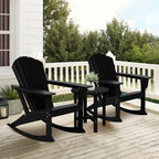 Costaelm Outdoor Adirondack Chair, All Weather Resistant Lawn Chairs Balcony Chair and Fire Pit Chairs, Deck Chairs Outdoor Porch Rocking Chair High Back HDPE Poly Lumber, Black