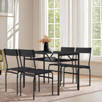ECOTOUGE Dining Table Set for 4, Wood Kitchen Table and Chairs with Storage Shelves & Metal Frame, Compact Mid-Century Modern Rectangle Dinner Table Sets for Small Space, Apartment, Black