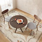 ERGOMASTER 3-Piece Dining Table Set for 2, 36" Kitchen Round Table with 2 Chairs, Rubber Wood Legs, Brown