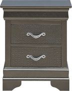 Sleek Metallic Black Nightstand with Drawers ﻿,for Small Spaces