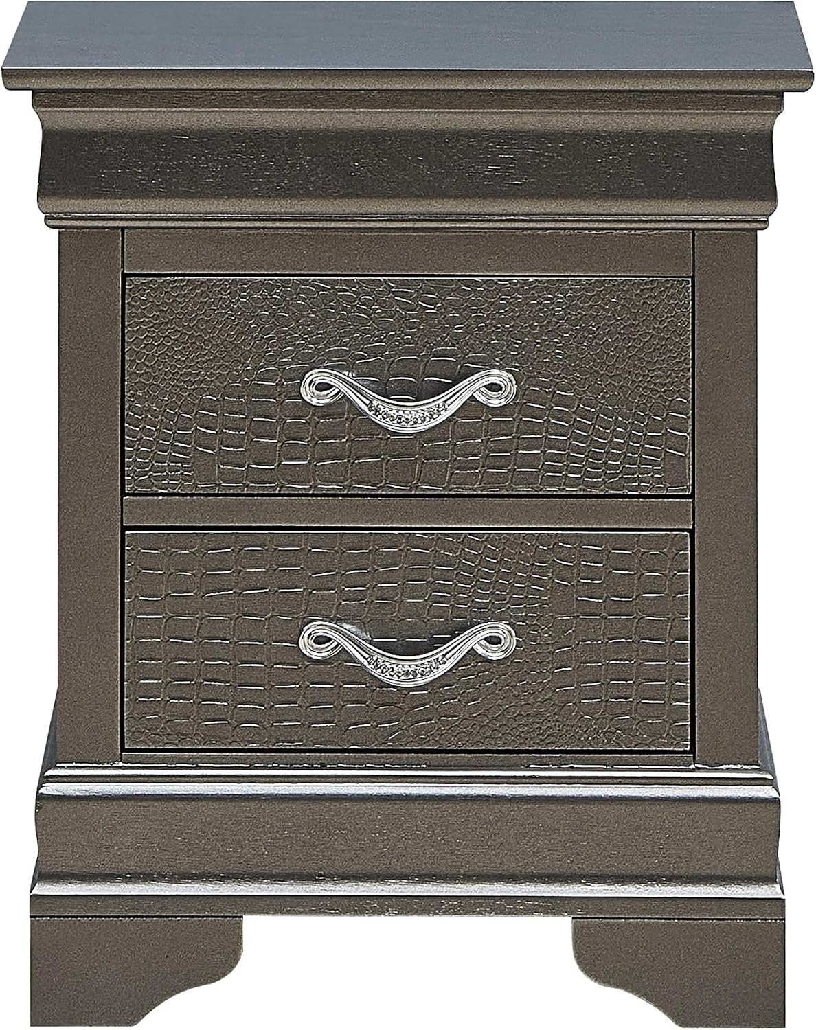 Sleek Metallic Black Nightstand with Drawers ﻿,for Small Spaces