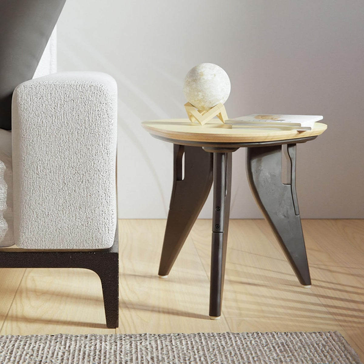 HOEK Side Table - Modern Square End Table and Multipurpose Stool with One-Click Assembly, Compact 17" x 17" Accent Table for Living Room, Bedroom, or Home Office (Walnut/White)
