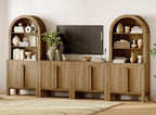 WAMPAT 6 in 1 Large 71" Tall Arched Cabinet with Doors, Modern Farmhouse Kitchen Pantry Cabinet for Kitchen, Living Room, Walnut