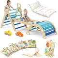 BlueWood Pikler Triangle Set Blue with Cushion and Wooden Busy Board
