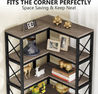 Tribesigns 7-Shelf Corner Bookshelf,Large Modern Corner Bookcase, 7-Tier Tall Corner Shelf Storage Display Rack with Metal Frame for Living Room Home Office (Grey)