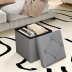 Storage Ottoman Footrest Stool Small Ottoman with Storage,35 Inches Foldable Ottomans Foot Rest Footstool Bench Ottoman with Storage Bench for Living Room Bedroom Dark Grey（15Wx15Dx15H