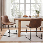GOTMINSI Dining Chairs Set of 4, 18 Inch Modern Dinner Chairs, Armless Dining Room Chairs with Sturdy Metal Legs and Upholstered Backrest for Kitchen(Dark Brown)