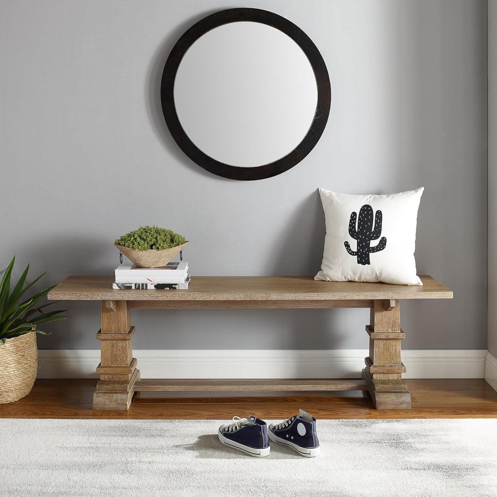 Crosley Furniture Joanna Wood Dining Bench for Entryway or Mudroom, Rustic Brown
