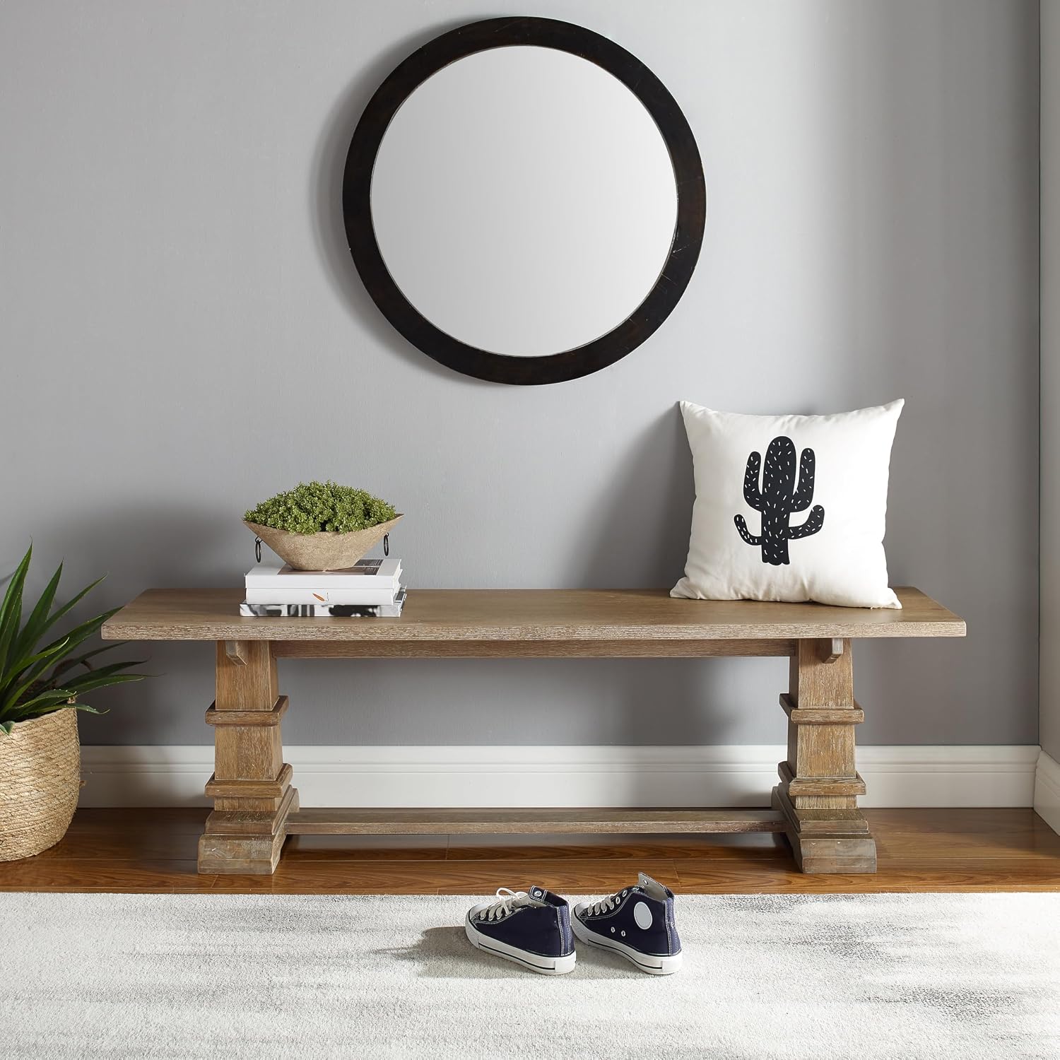 Crosley Furniture Joanna Wood Dining Bench for Entryway or Mudroom, Rustic Brown