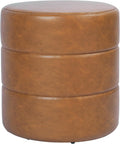 Spatial Order Upholstered Faux Leather Round Ottoman (No Lid, Seat Only) | Spatial Order Home Décor | Foot Rest Pouf – Camel Brown