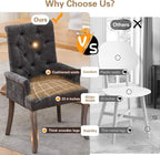 cinkehome Upholstered Dining Chairs, Dining Room Kitchen Chair with Armrest and Solid Wood Leg, Mid Century Modern Side Chairs (Gray, Chenille)