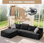 Hobestluk Couch Modular Sectional Sofa L-Shape Lounge Cloud Couch | Memory Foam,Washable Cover,No Assembly,Non-slip Base,Small Sectional Couches for Living Room | 96" Left Facing Chaise Black