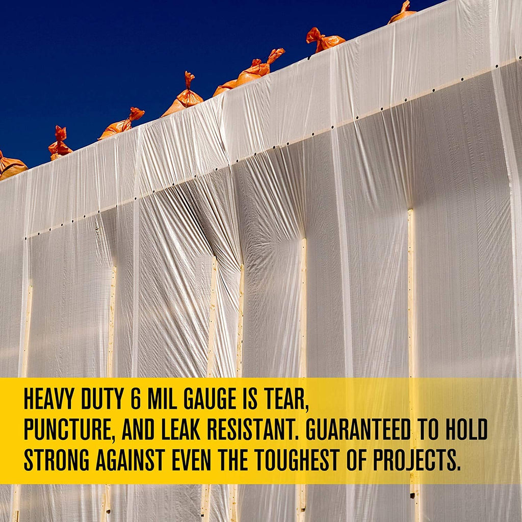 Aluf Plastics 6 MIL Thick Extra Strong Heavy Duty Fire Retardant Clear All Purpose Vapor and Moisture Barrier Sheet Tarp/Drop Cloth - 20" x 100' - For Painting, Furniture, Carpet, & Contractor