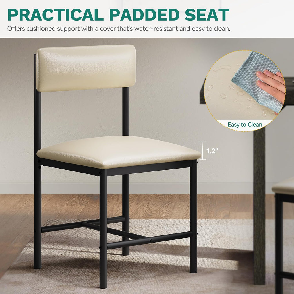 YITAHOME Dining Room Chairs Set of 4, Modern Kitchen Chairs with Upholstered Faux Leather Cushion Seat Backrest & Heavy Duty Metal Leg, for Kitchen, Living Room, Restaurant, White