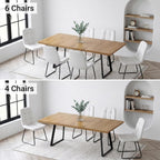 Modern Extendable Dining Table with 15.35" Butterfly Leaf, 47" to 63" Folding Kitchen Table for 4-6 People, Industrial Wood Top with Heavy Duty Metal U-Shape Legs, Space Saving Table for Dining Room