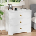 COWMOU Nightstand with Drawers 3 Drawer Night Stand with Charging Station Farmhouse Style Large Bed Side Table Wooden Dresser for Bedroom Living Room (1, White)