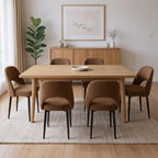 Modern Dining Chairs, Fabric Upholstered Accent Kitchen Chairs with Comfy Padded Seat & Sturdy Metal Legs, Side Farmhouse Chairs for Dining Room, Living Room, Restaurant (Brown, Set of 6)