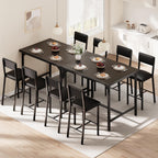 IDEALHOUSE Dining Table Set for 4 with Footrest & Corner Protector, Counter Height Table with 4 Upholstered Bar Stools, 5-Piece Kitchen Table Set, for Dining Room, Apartment, Pub, Rustic Black