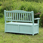 Deck Box Storage Bench, Patio Furniture, Solid Wood, Waterproof, with Armrest, 2-Person Outdoor Bench for Garden, Porch, Poolside for Porch, Backyard and Park(C)
