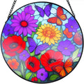 Sunflower Stained Glass Window Hanging - Wildflowers Suncatcher for Indoor Window, Floral Stained Glass Decor for Garden, Home, Outdoor, Sun Catchers Birthday Gift for Women,Lovers and Mom 12 Inch