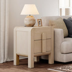 WAMPAT 23.7" Tall Beige Nightstands Set of 2, Modern Mid Century End Table with Charging Station, Wood Bedside Table w/2 Storage Drawers, Side Table Bedside Cabinet for Bedroom,Living Room，Beige