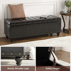 Maupvit Storage Ottoman Bench, Faux Leather Ottoman with Storage, Bench for Bedroom end of Bed, Upholstered Storage Benches for Living Room, Entryway, Hallway, Foot Rest, Black