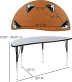 Flash Furniture Emmy 2 Piece 86" Oval Wave Flexible Grey Thermal Laminate Activity Table Set - Standard Height Adjustable Legs | Height Adjustable, Flexible, Durable Construction, Commercial Use