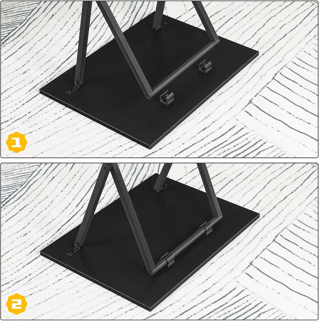 HOOBRO Folding TV Tray Table, Stable Snack Table for Small Space, Portable Sofa Side Table, Easy Assembly and Storage, Ideal for Snacks and Meals in Living Room, Black BK15BZ01