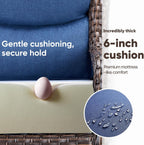 Swivel Patio Chairs sofa Set of 4 with 6" Thick Cushion - Wicker Outdoor Swivel Rocker Patio Chair ,Sofa/Glass coffee table, High Back Comfortable Outdoor Glider Chairs - Brown Wicker | Blue Cushions