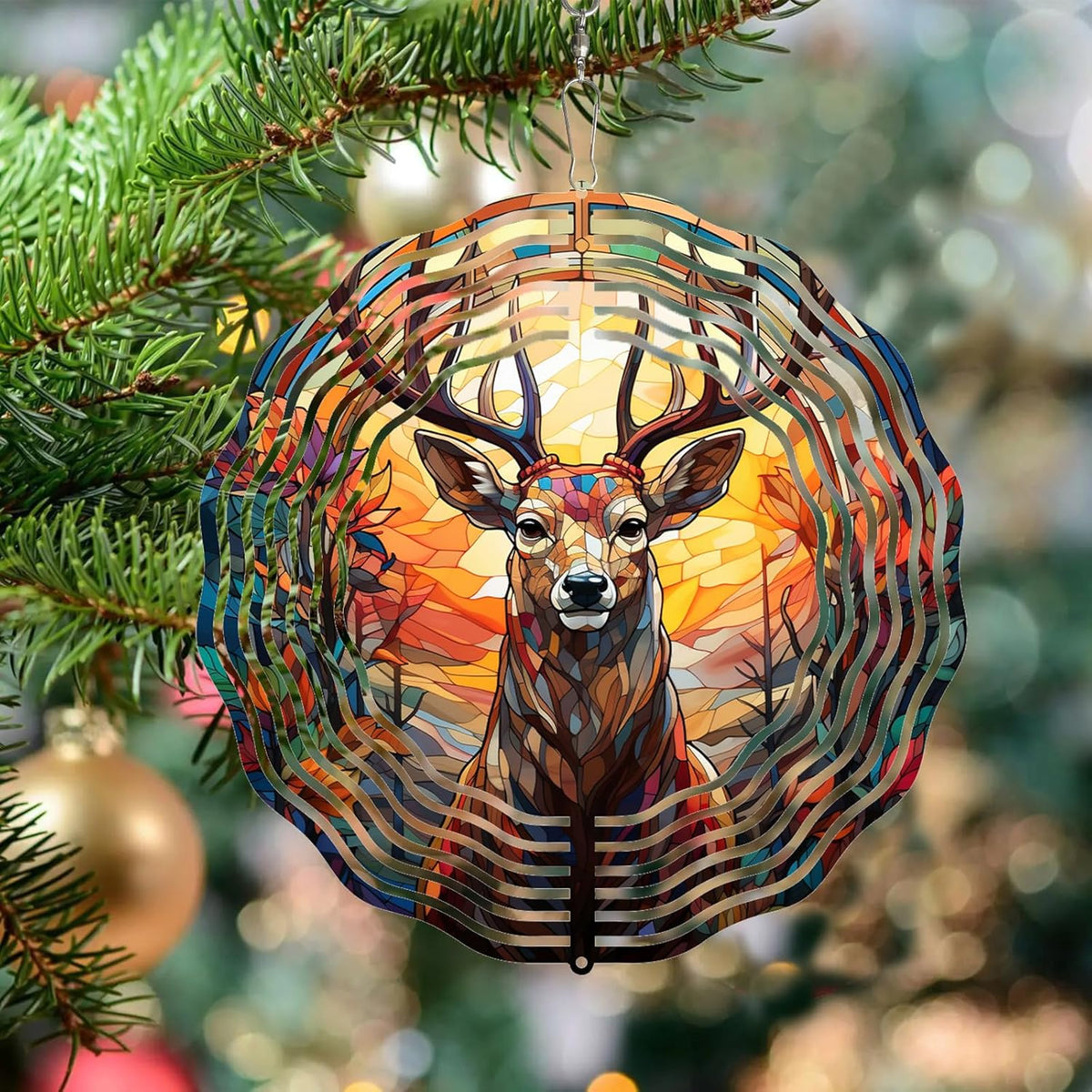 Deer Head Wind Spinner 3D Frosted Deer Wind Spinners Hanging for Yard and Garden Wind Sculptures,Cute Deer Head Wind Spinners Made of Tough Steel Plate