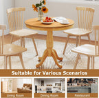 DORTALA 32" Round Dining Table, Classical Pedestal Table for 2-4 People, 32 Inch Wood Kitchen Table for Bar, Kitchen, Dining Room (Natural)