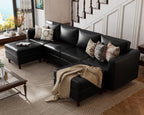 ABCASA Sofa Modular Sectional Faux Leather Sectional Sofa Module Black
