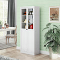 Kitchen Pantry Storage Cabinet, 72" H Storage Cabinet with Doors and Adjustable Shelves, Spacious Cupboard with 2 Handles, Metal Kitchen Cabinet for Dining Room, Living Room, White