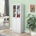 Kitchen Pantry Storage Cabinet, 72" H Storage Cabinet with Doors and Adjustable Shelves, Spacious Cupboard with 2 Handles, Metal Kitchen Cabinet for Dining Room, Living Room, White