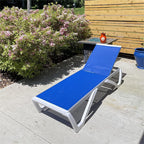 Domi Patio Lounger Chair Outdoor,Pool Lounge Chair, Blue | Adjustable Backrest,Stackable,Aluminum Chaise Lounge for Beach, Yard, Balcony, Poolside