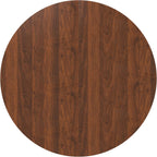 Round Dining Room Table, Farmhouse Kitchen Table with Wood Strip Base, 47.2“ Circle Table with Walnut Veneer Finish, Easy Assembly