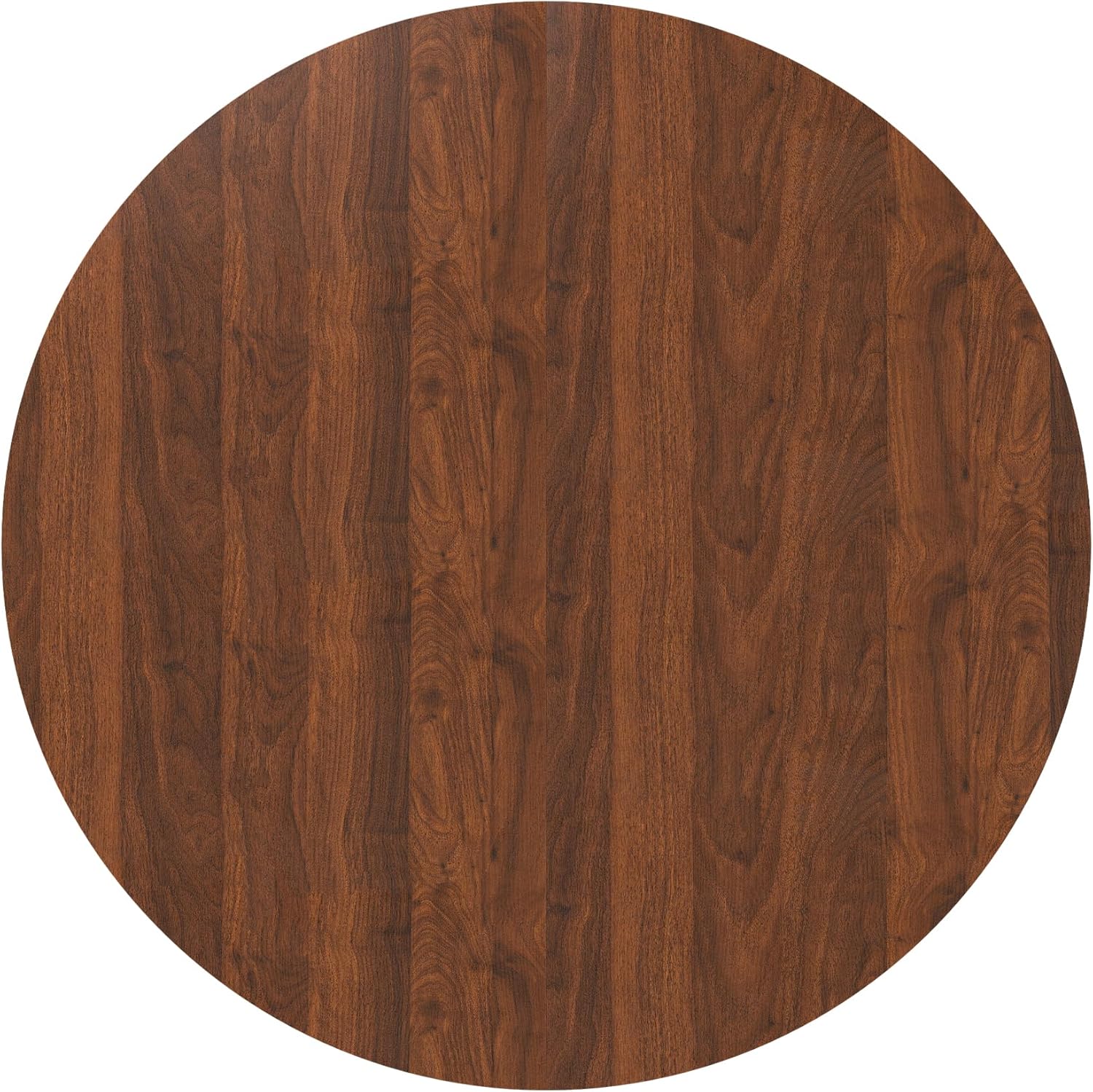 Round Dining Room Table, Farmhouse Kitchen Table with Wood Strip Base, 47.2“ Circle Table with Walnut Veneer Finish, Easy Assembly